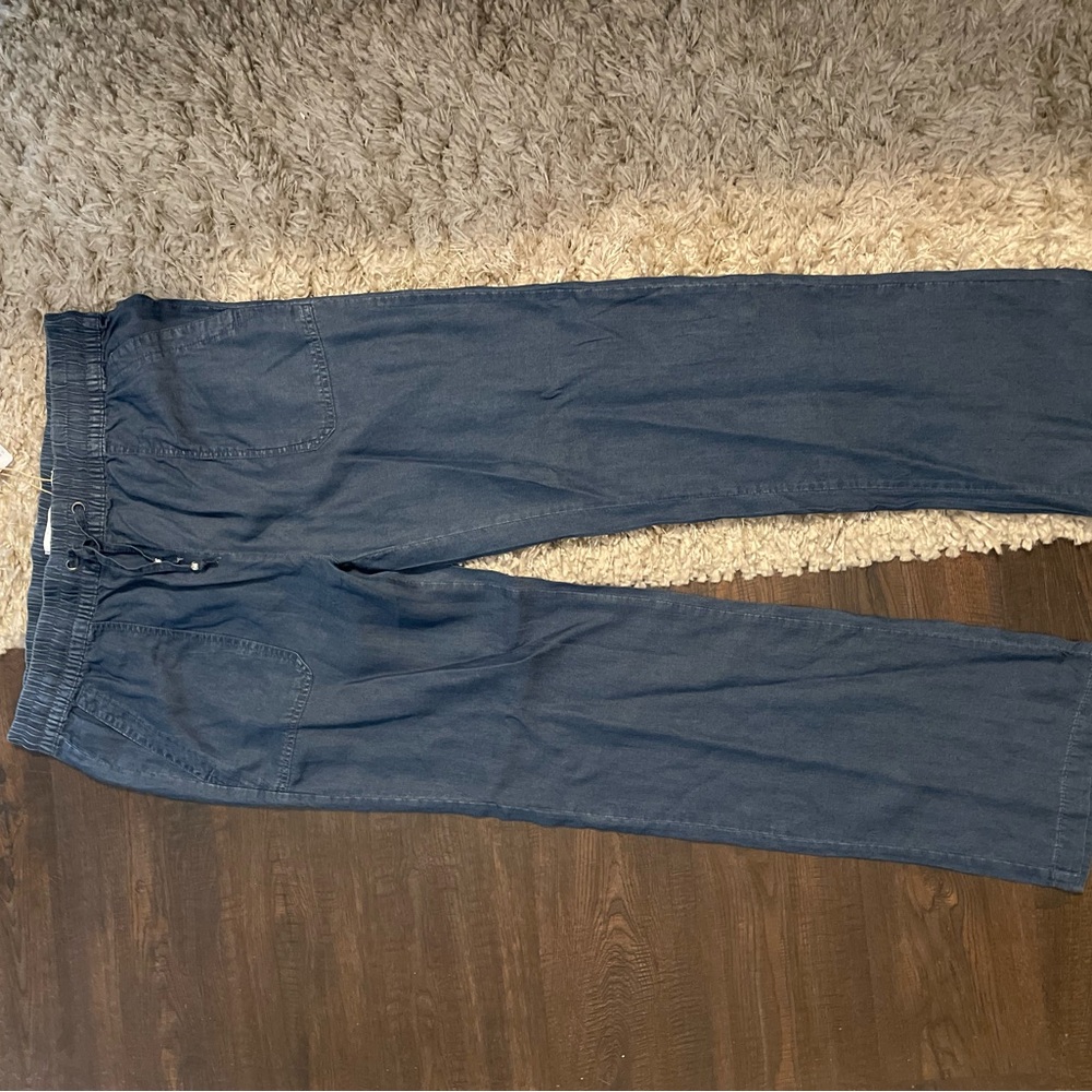 NEW W TAGS Serra Tencel Wide Leg Chambray Pants - Denim Blue